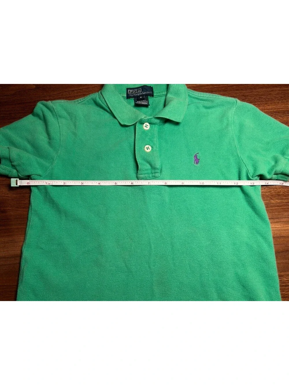 Ralph Lauren Vintage Silver/Blue Label Light Green Polo Purple Horse Boys Size 6